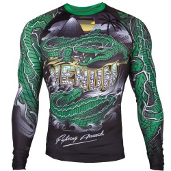 Rashguard Venum Crocodile černá, zelená dlouhý rukáv M